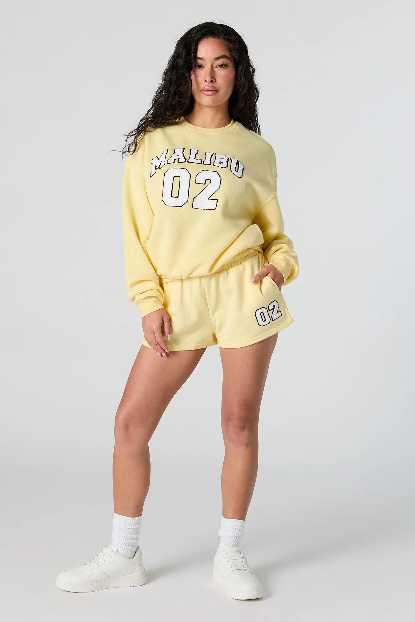 02 Chenille Embroidered Fleece Short