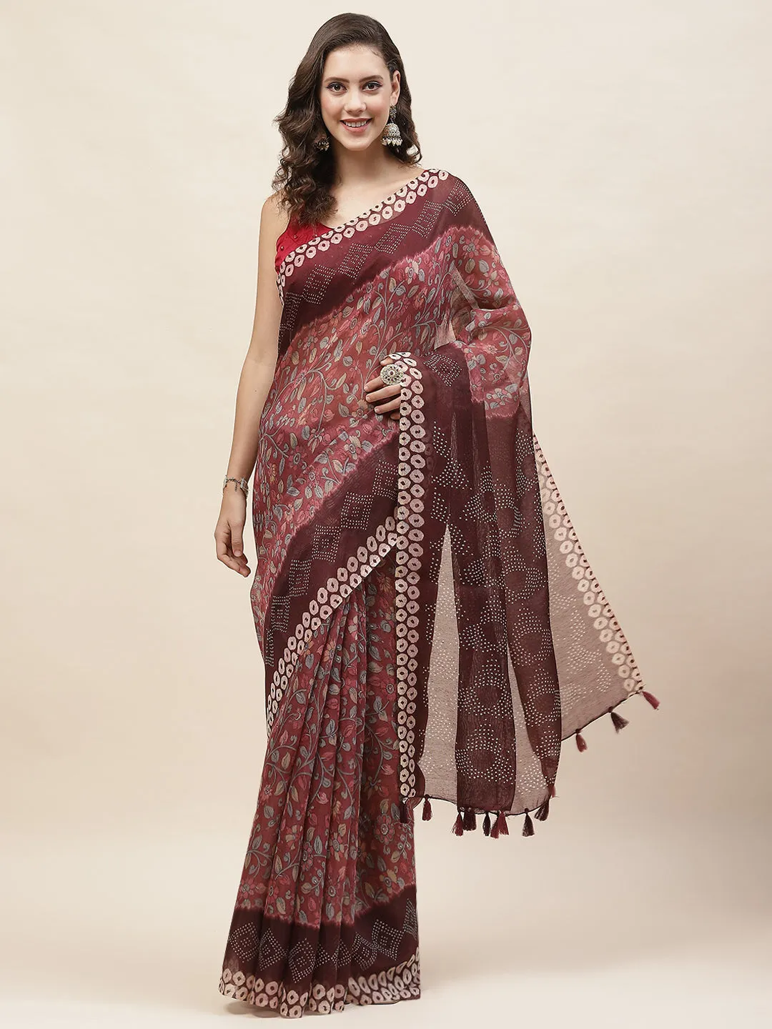 Abstract Printed Cotton Saree