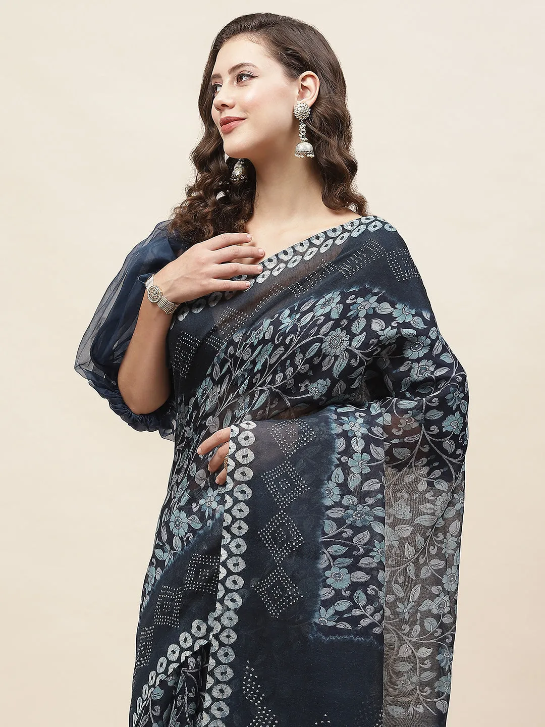 Abstract Printed Cotton Saree