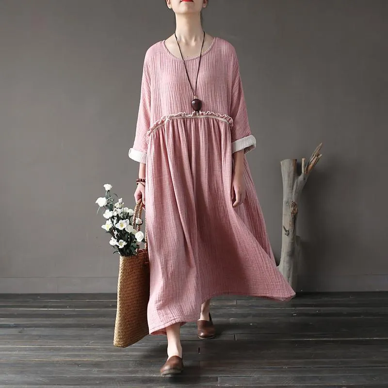 Asymmetrical Loose Vintage Women Dress Women Johnature 6454869