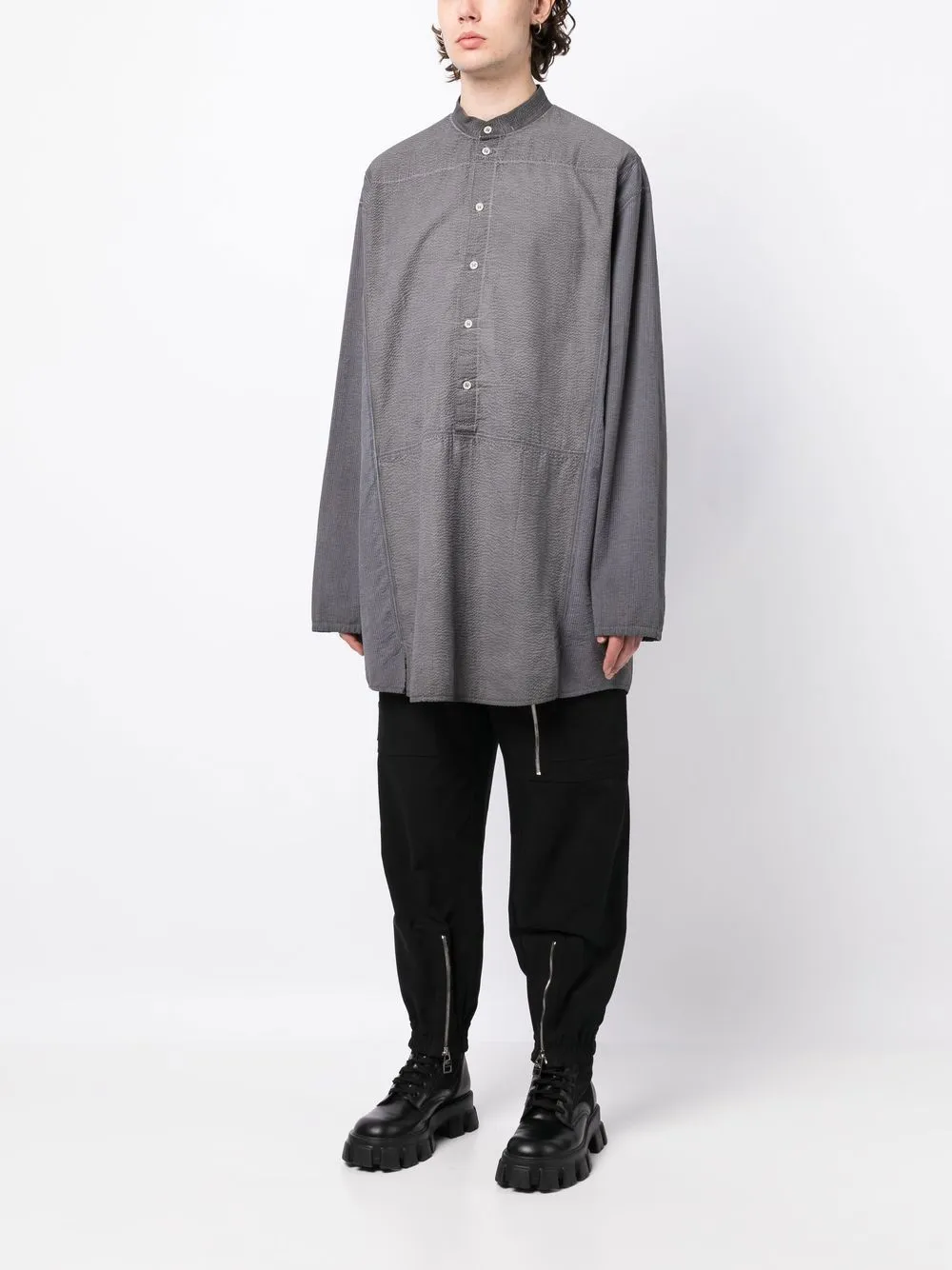 Band-Collar Cotton Shirt