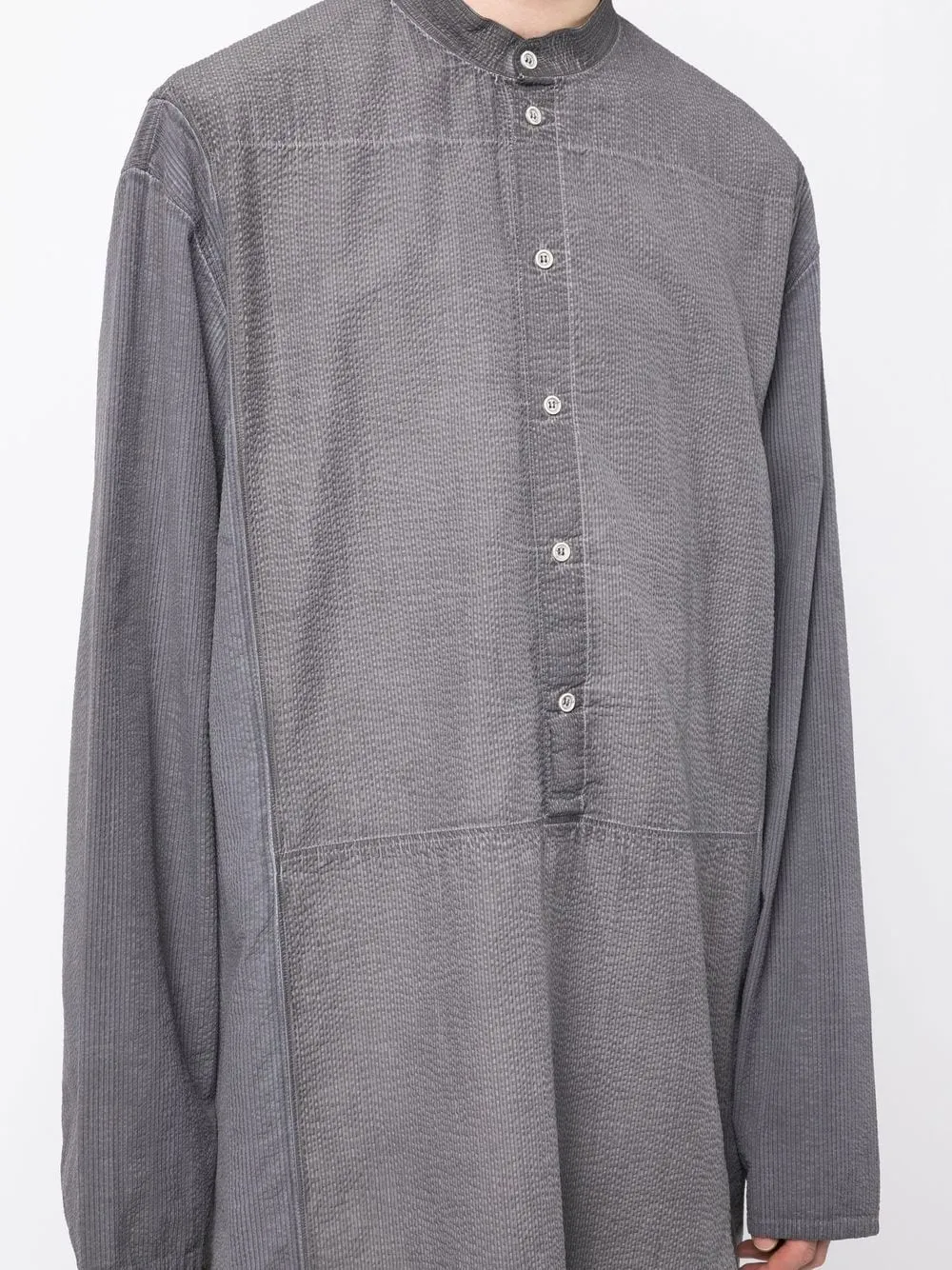 Band-Collar Cotton Shirt