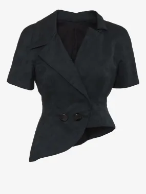 Black cotton asymmetrical jacket