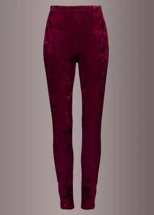 Burgundy Velvet Leggings