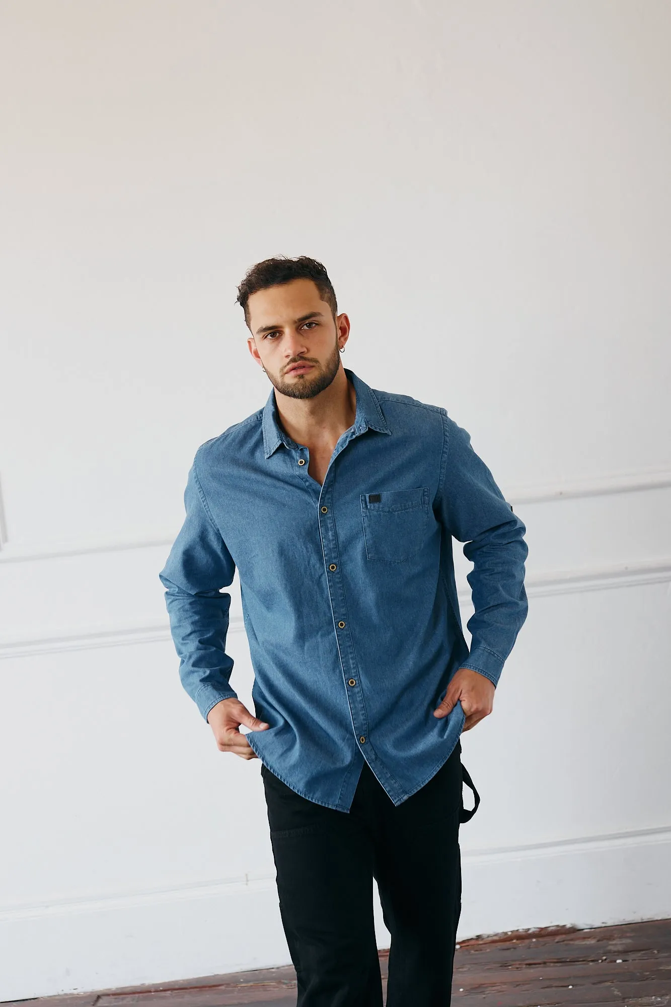 Casual Denim Shirt - Azul