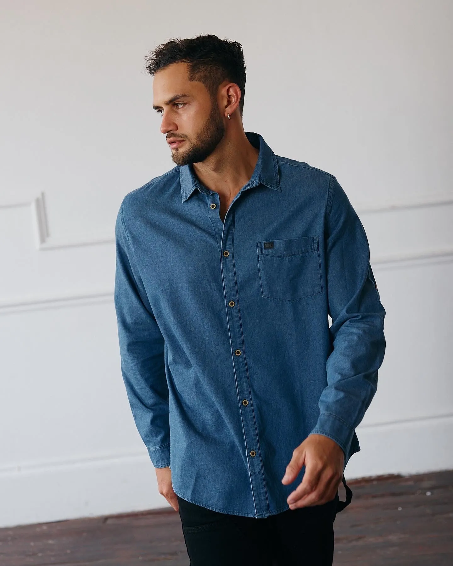 Casual Denim Shirt - Azul