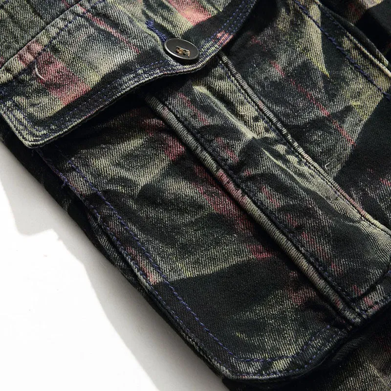 Casual Fashion Camo Multi-pocket Men's Shorts