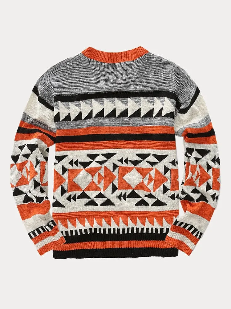 Casual Geometric Splicing Sweater