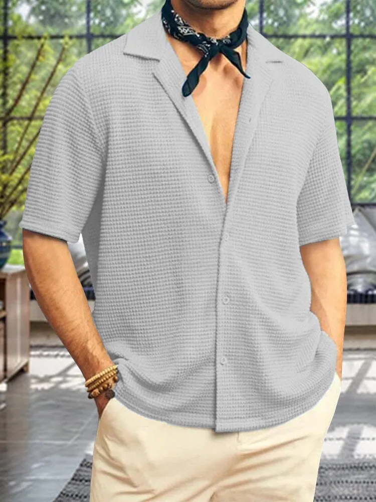 Casual Lapel Waffle Shirt