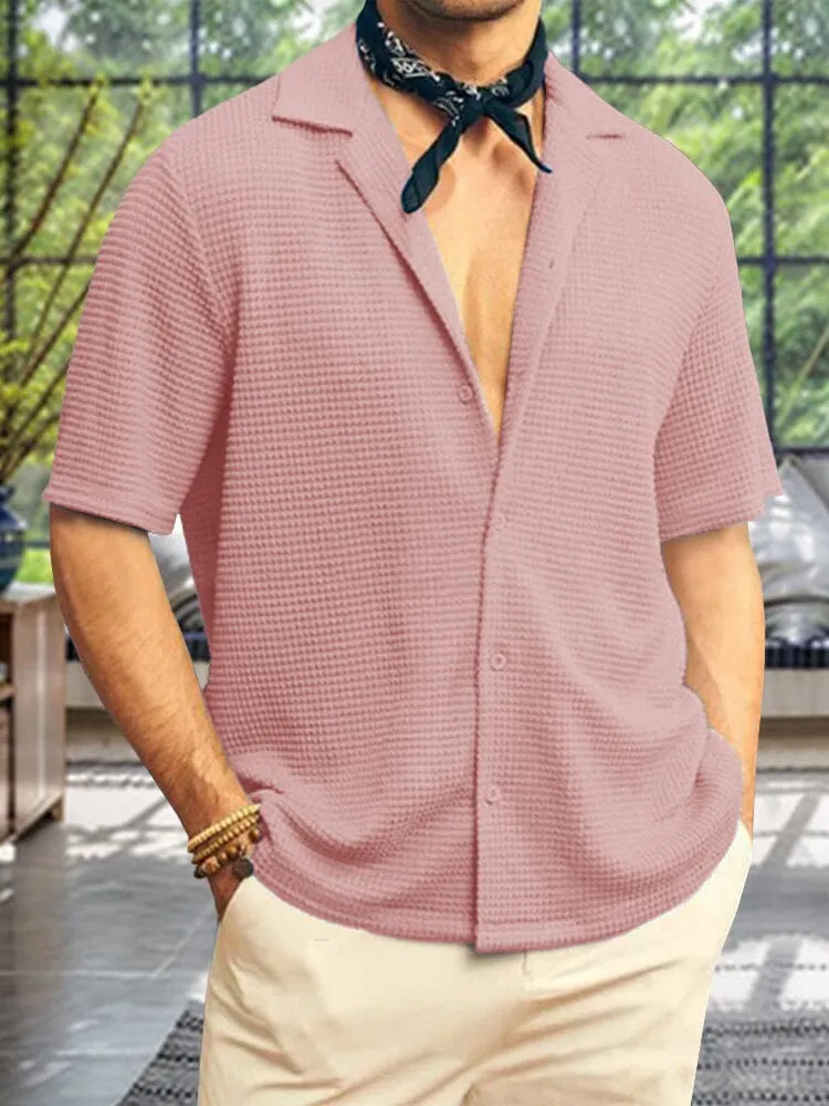 Casual Lapel Waffle Shirt