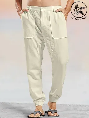 Casual Linen Style Pants With Pockets