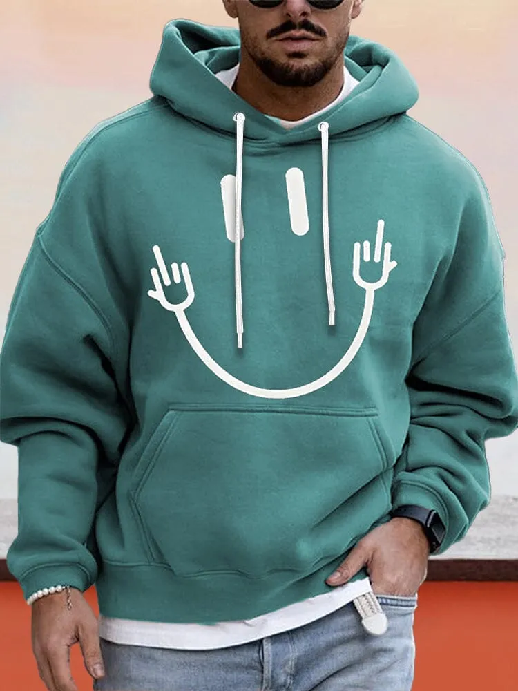 Casual Smiley Graphic Hoodie