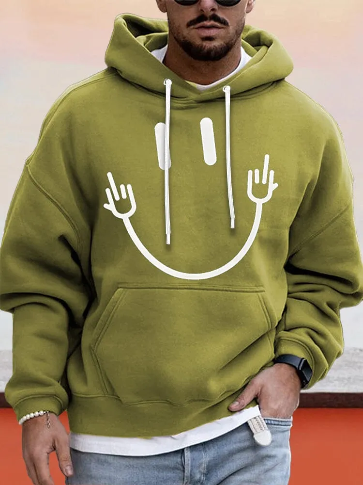 Casual Smiley Graphic Hoodie