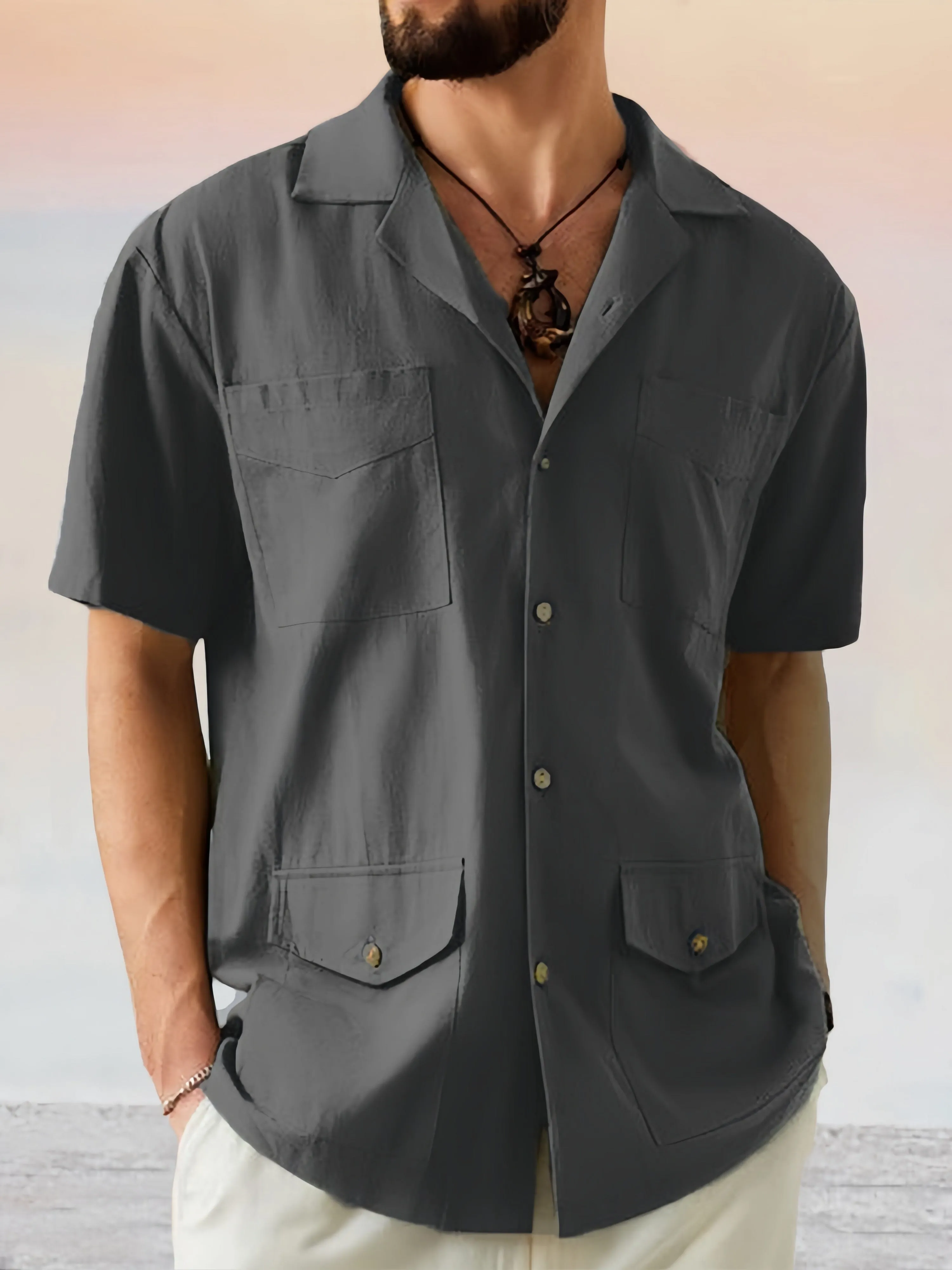 Casual Soft Lapel Cotton Linen Shirt