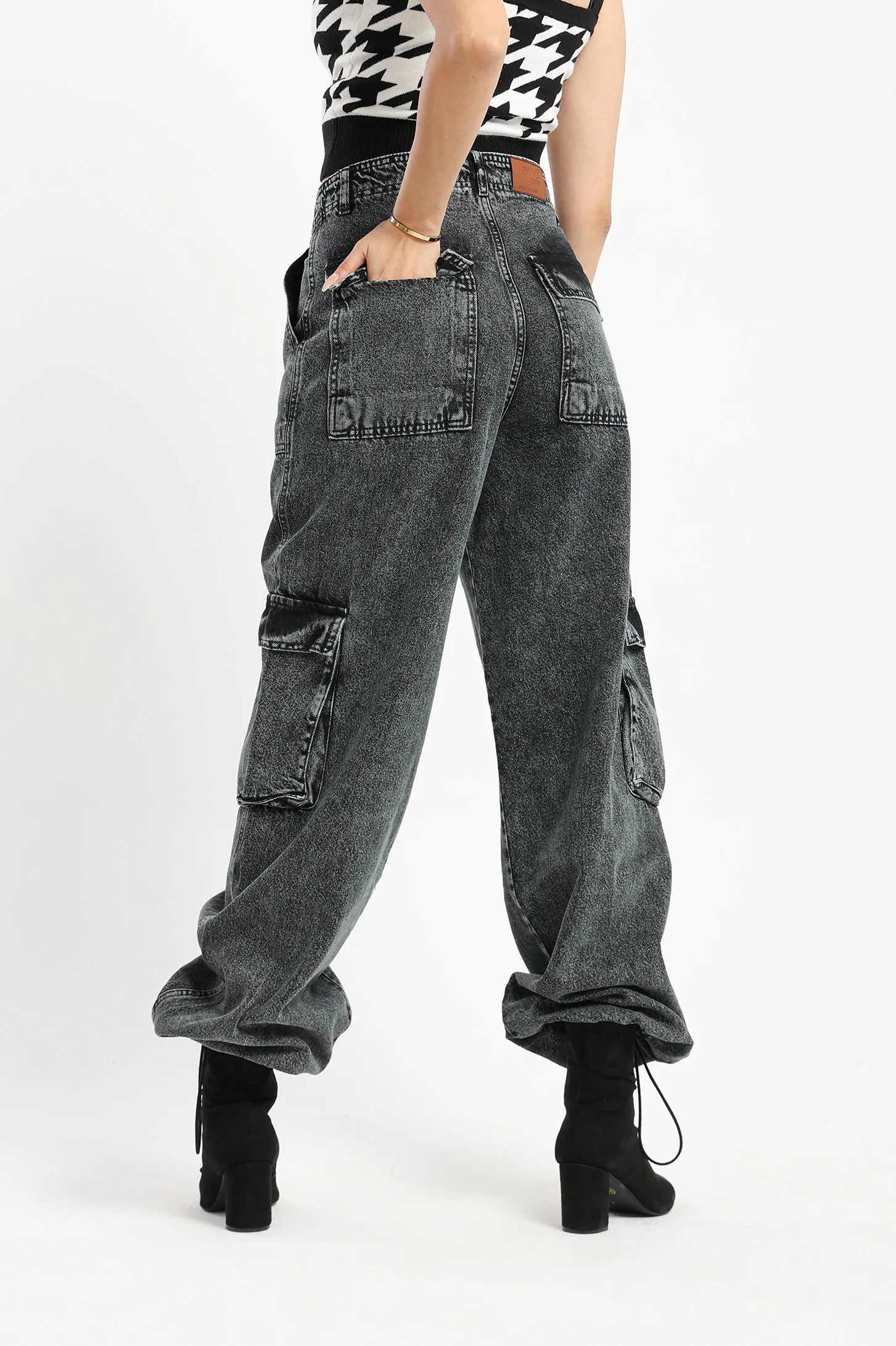 CASUAL UTILITY CARGO JEANS - GREY