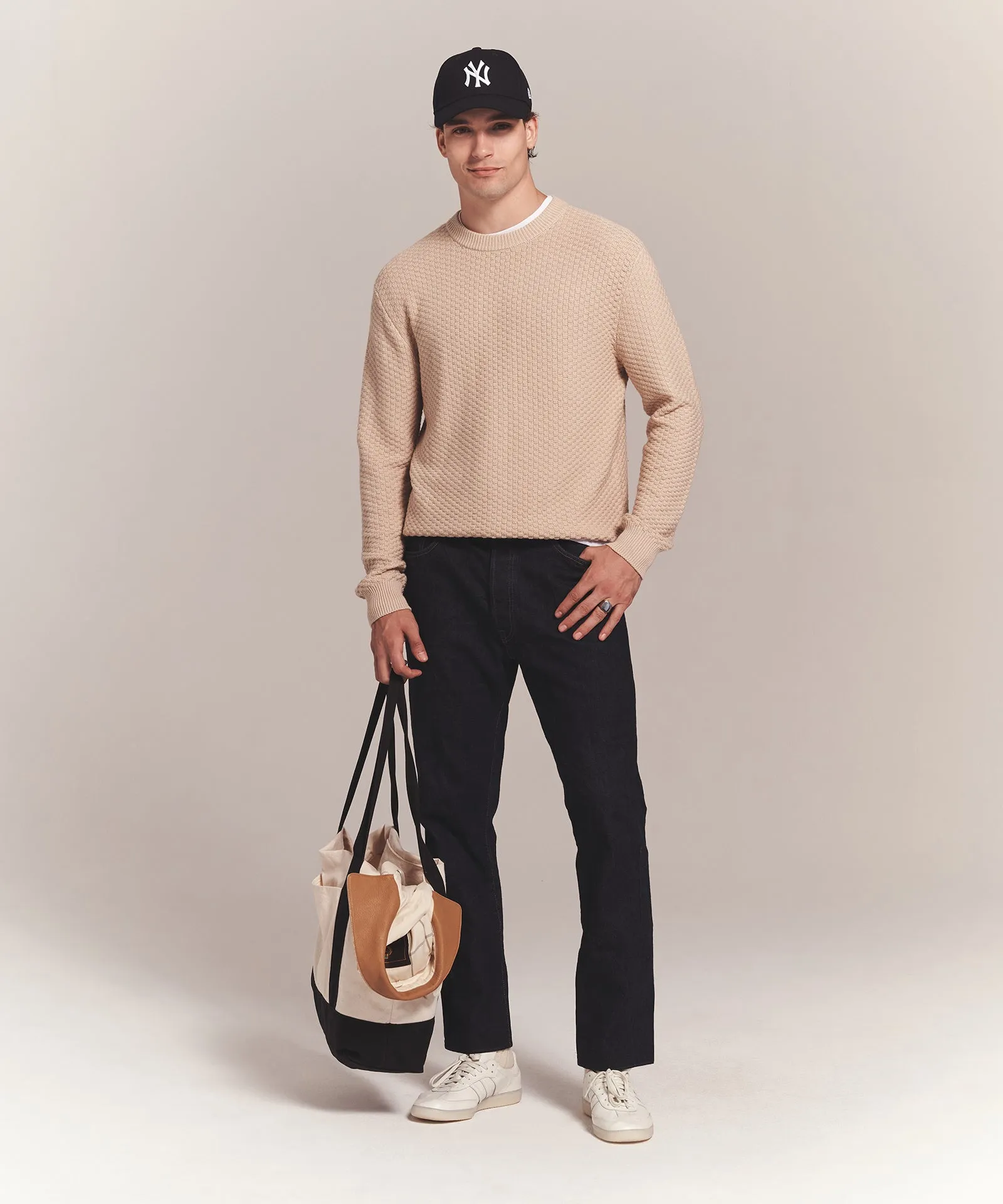 Cotton Cashmere Textured Crewneck