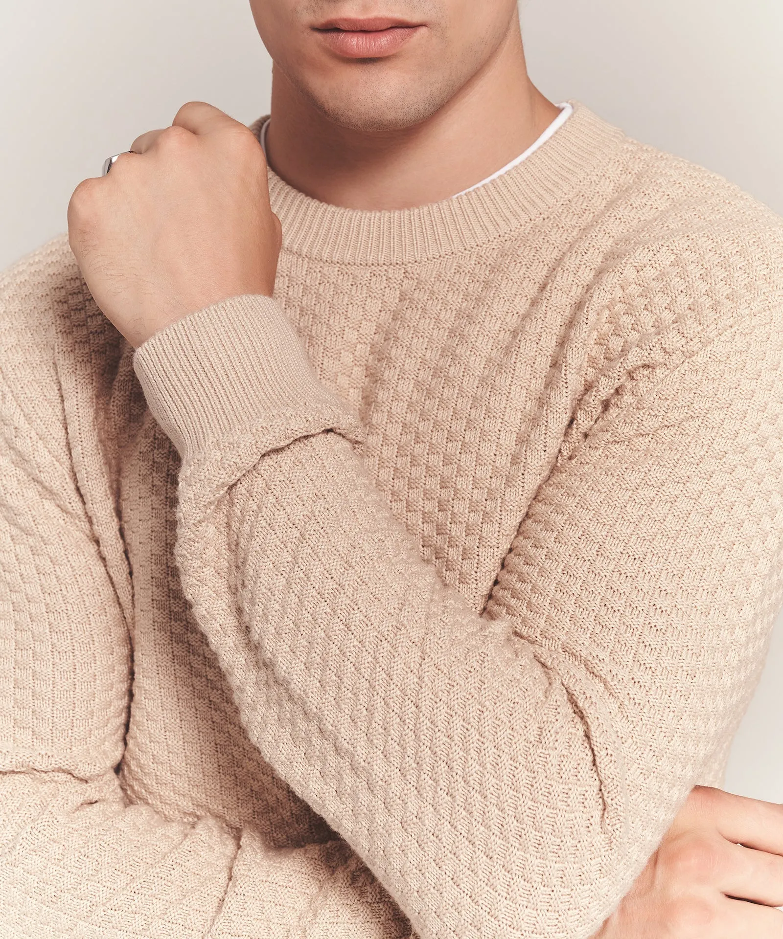 Cotton Cashmere Textured Crewneck