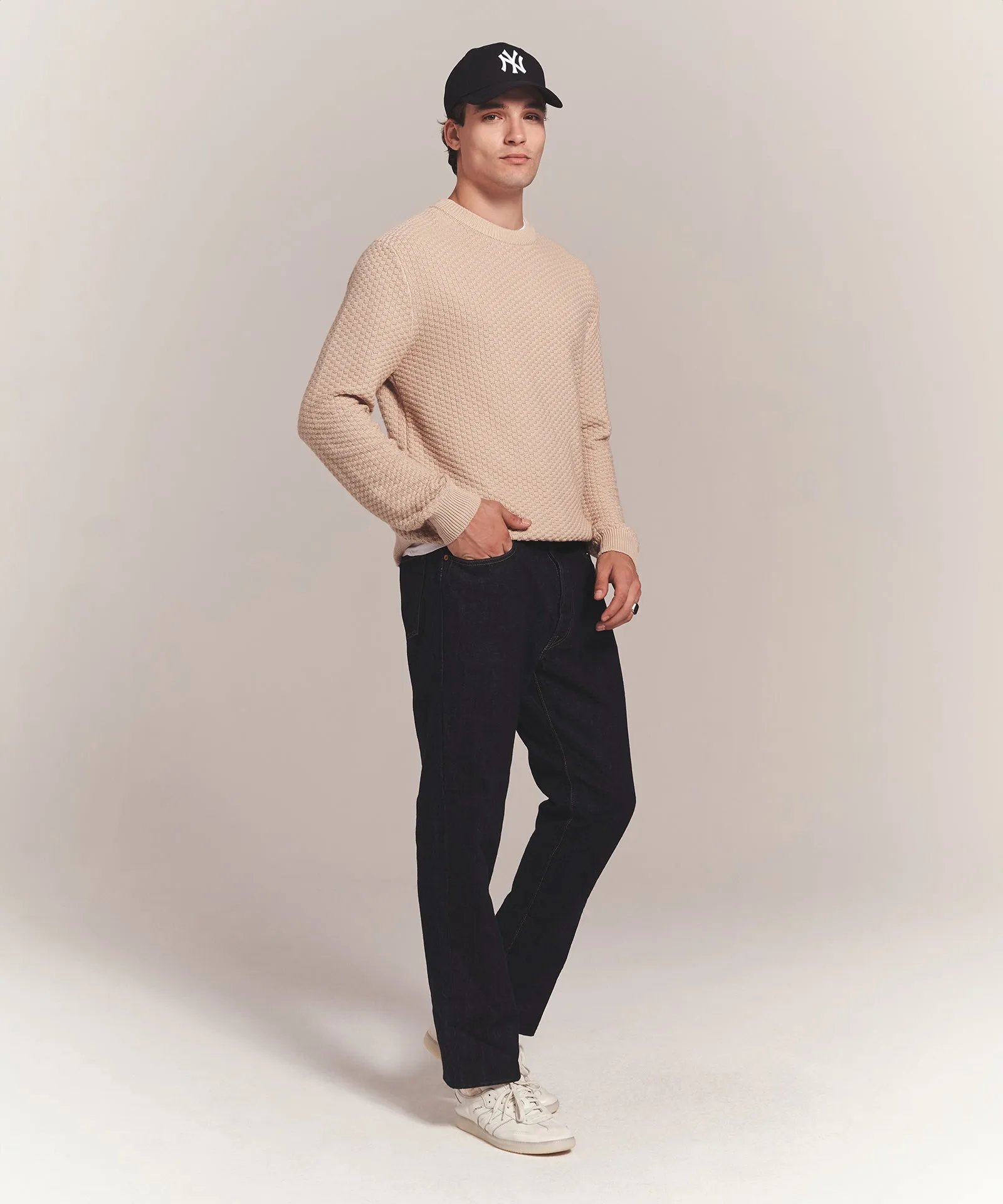 Cotton Cashmere Textured Crewneck