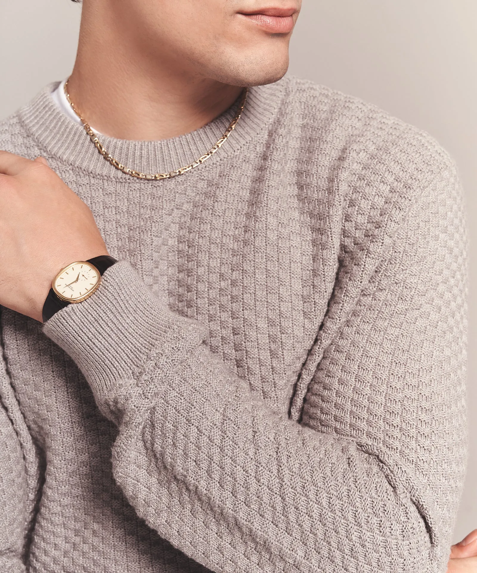 Cotton Cashmere Textured Crewneck