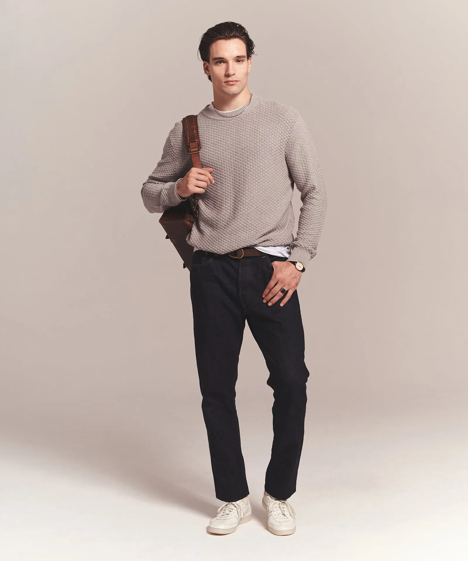 Cotton Cashmere Textured Crewneck