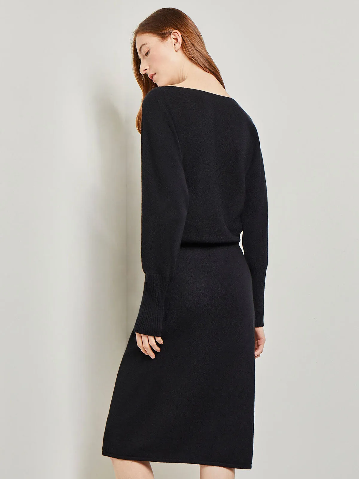 Dolman Sleeve Cashmere Dress, Black