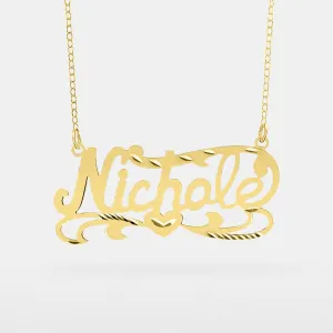 Double Plated Name Necklace Nichole w/ Diamond-cut and Link chain