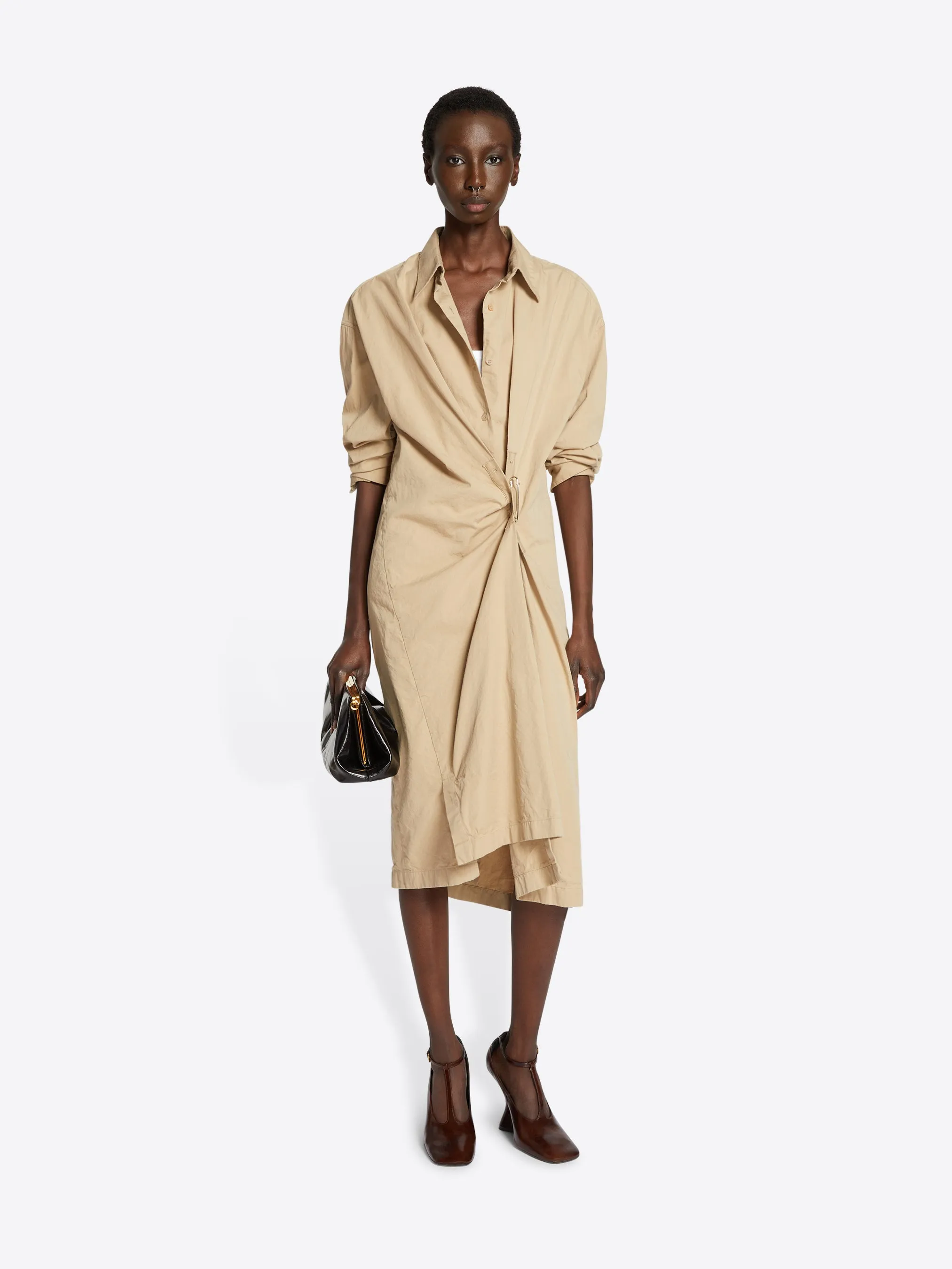 Draped cotton dress