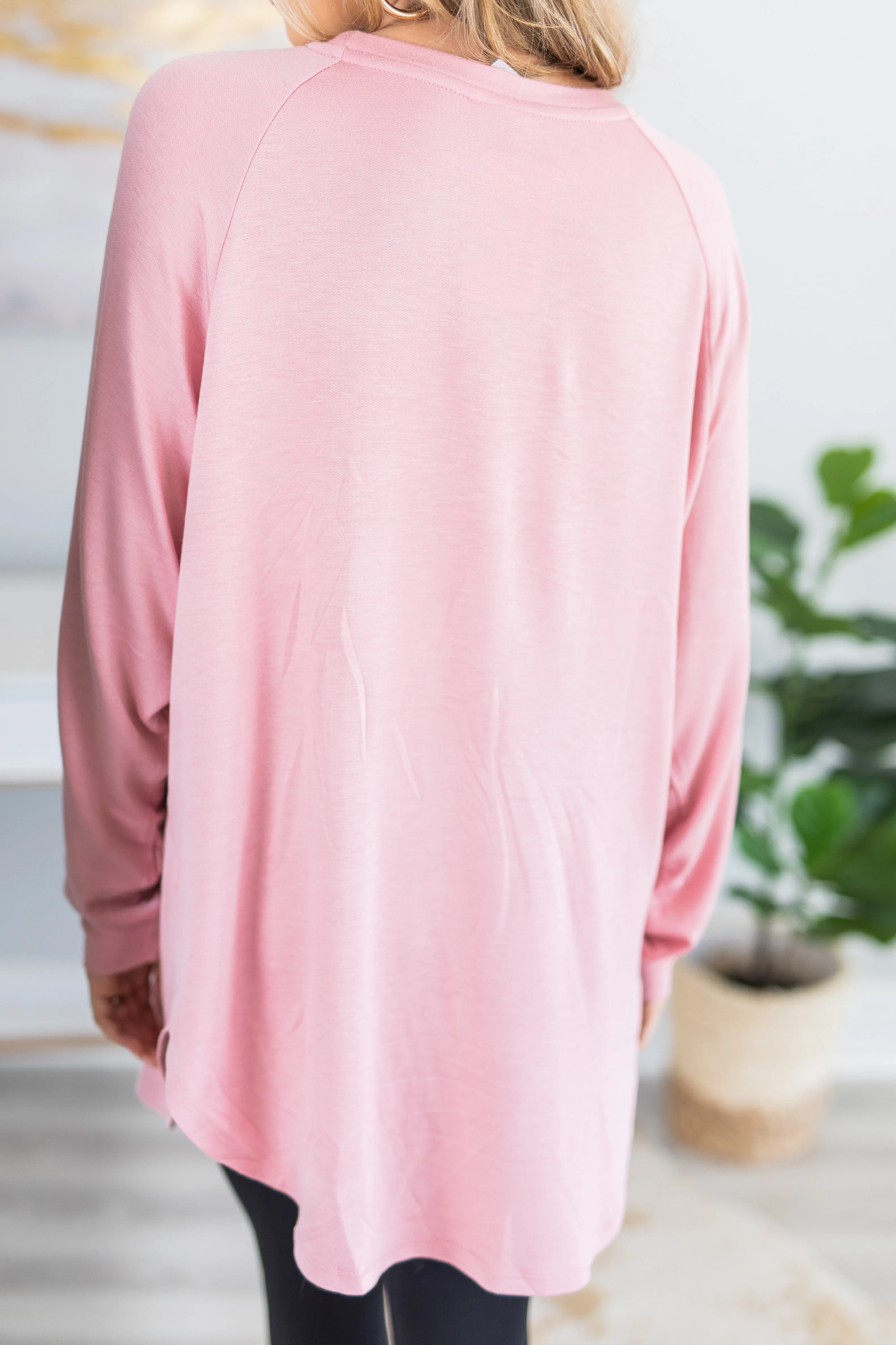 Easy Like Sunday Blush Pink Fleece Tunic