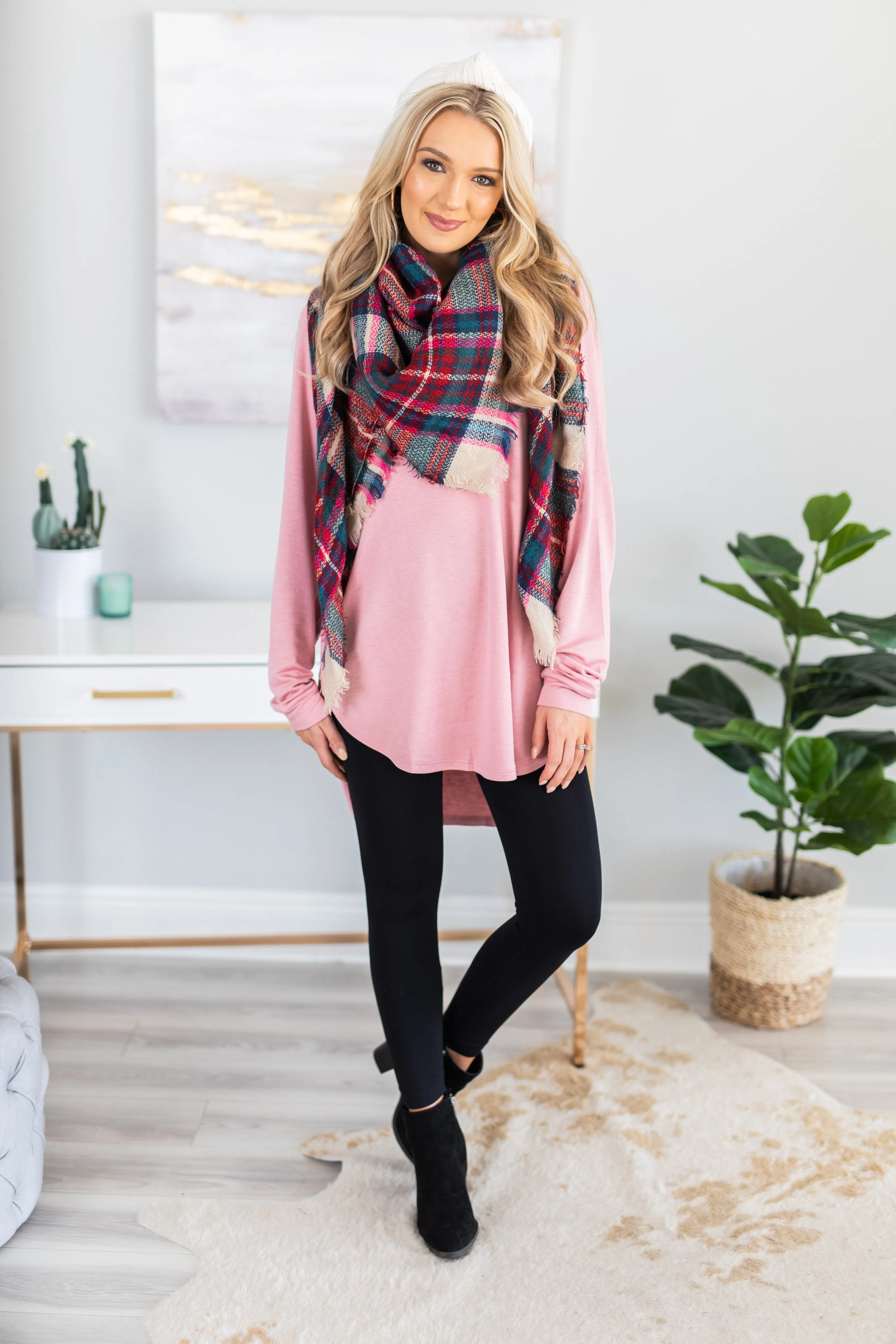 Easy Like Sunday Blush Pink Fleece Tunic