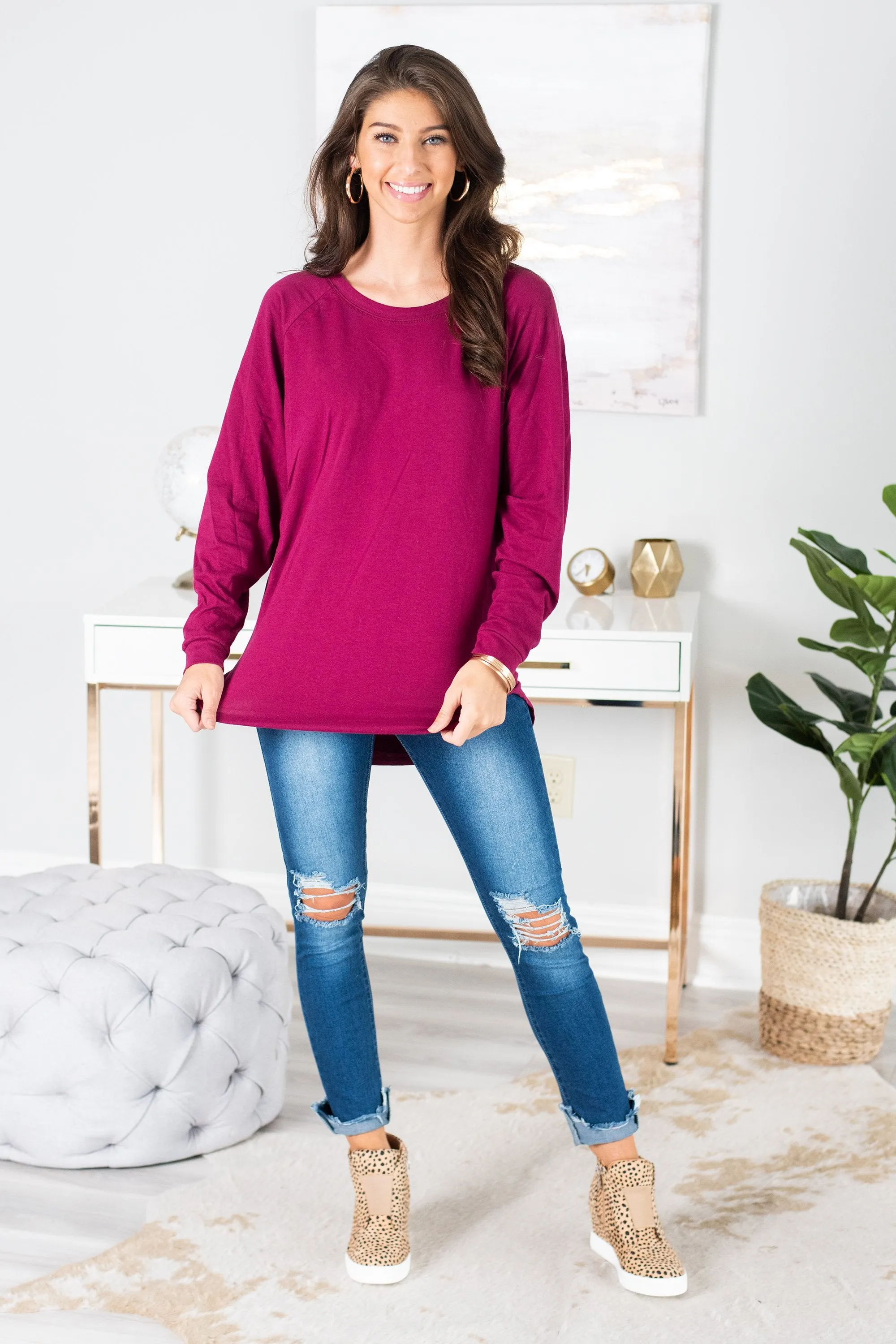 Easy Like Sunday Wine Red Tunic