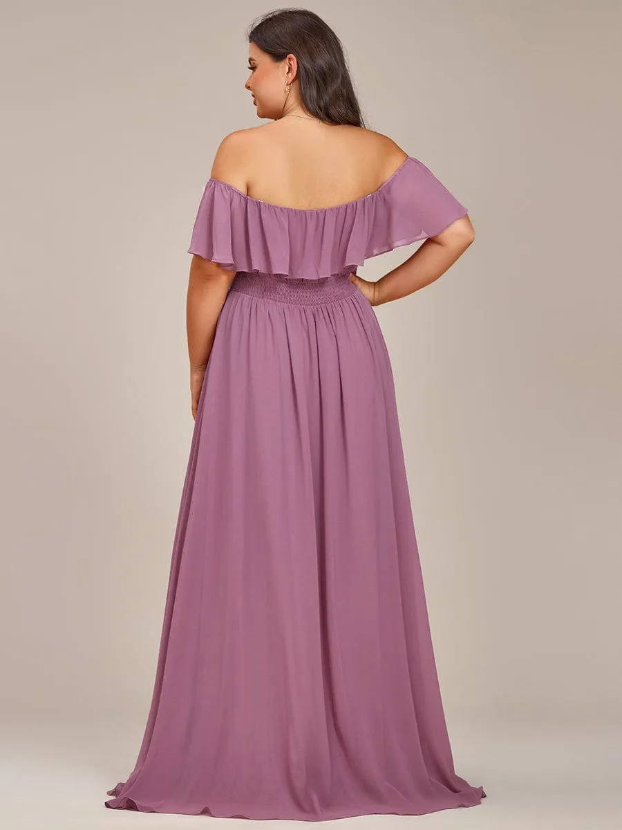 Elegant Chiffon High-Low Off The Shoulder Bridesmaid Dress