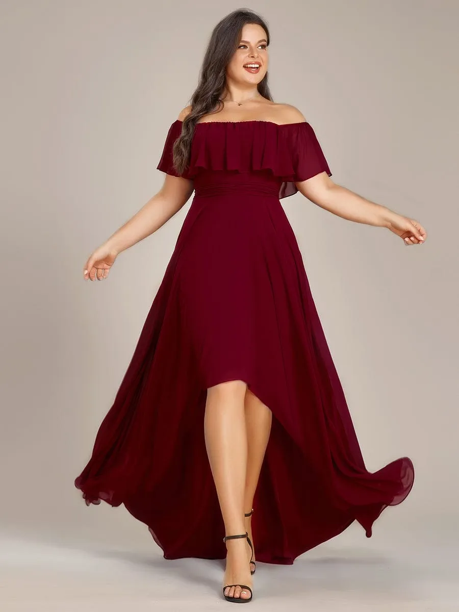 Elegant Chiffon High-Low Off The Shoulder Bridesmaid Dress