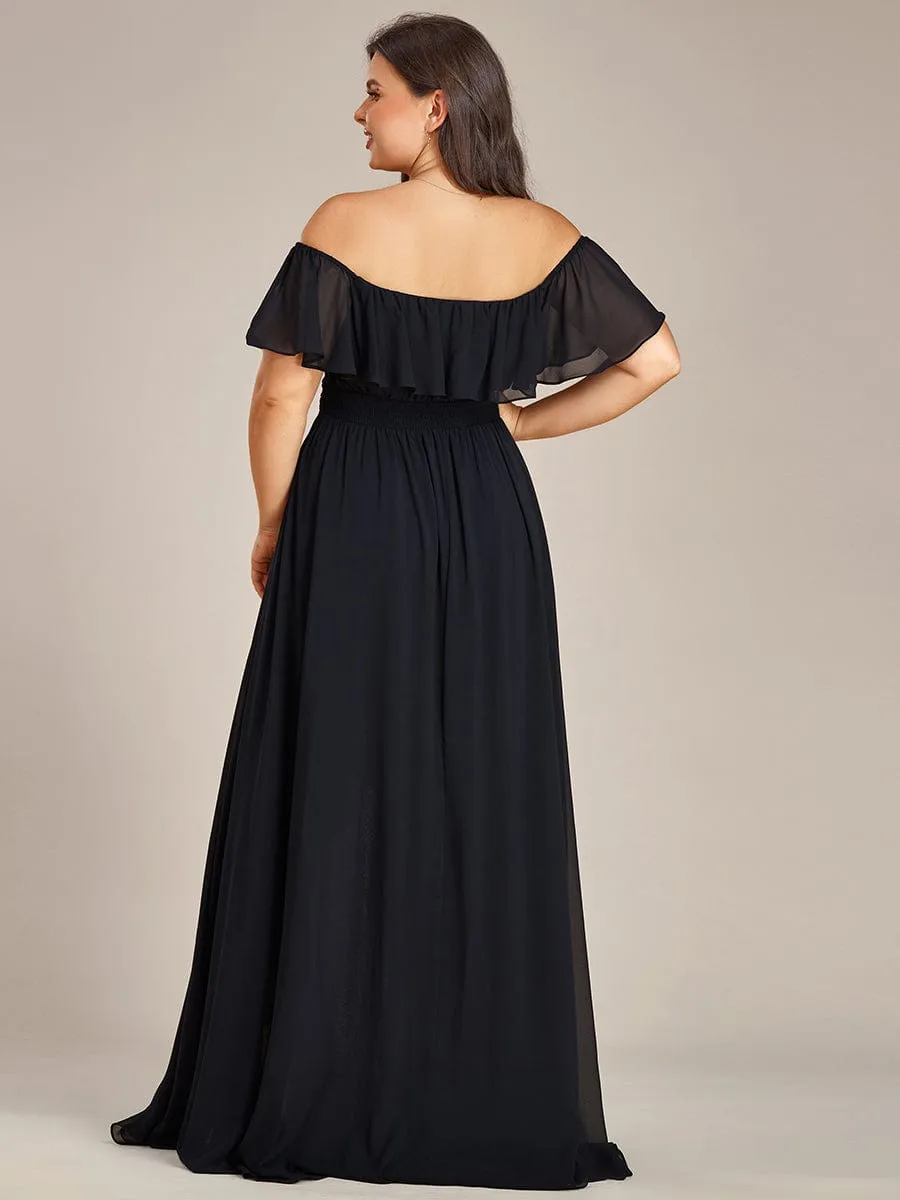 Elegant Chiffon High-Low Off The Shoulder Bridesmaid Dress