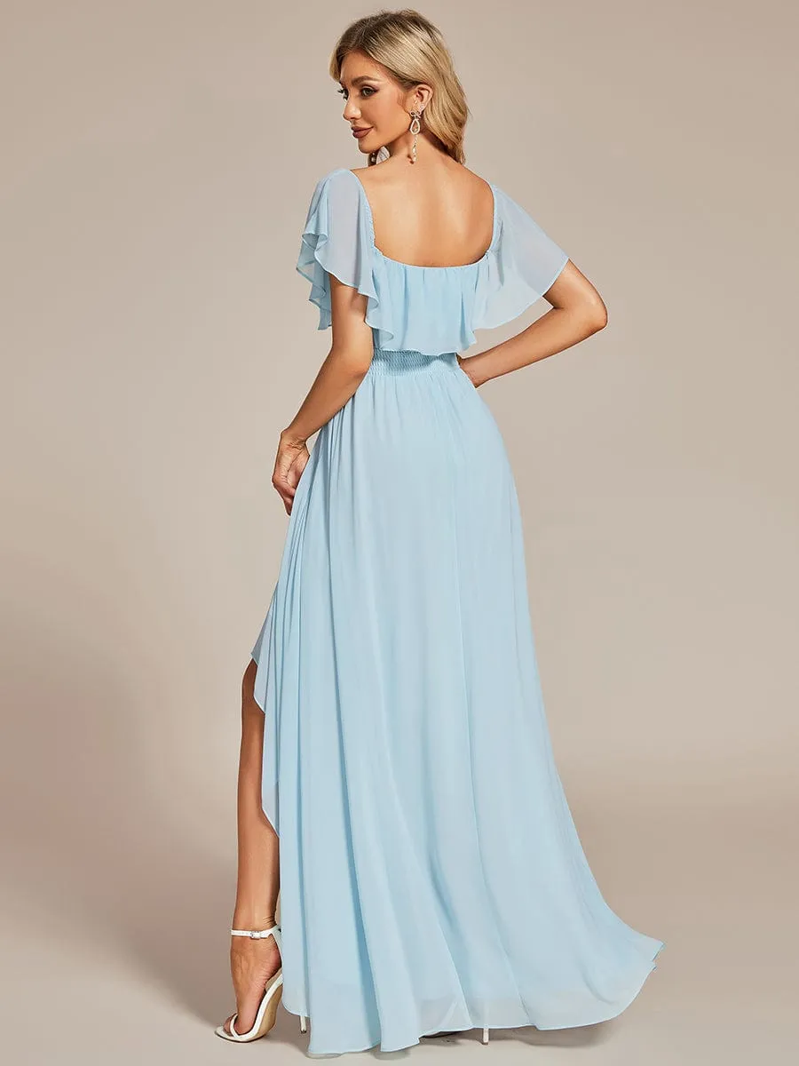 Elegant Chiffon High-Low Off The Shoulder Bridesmaid Dress