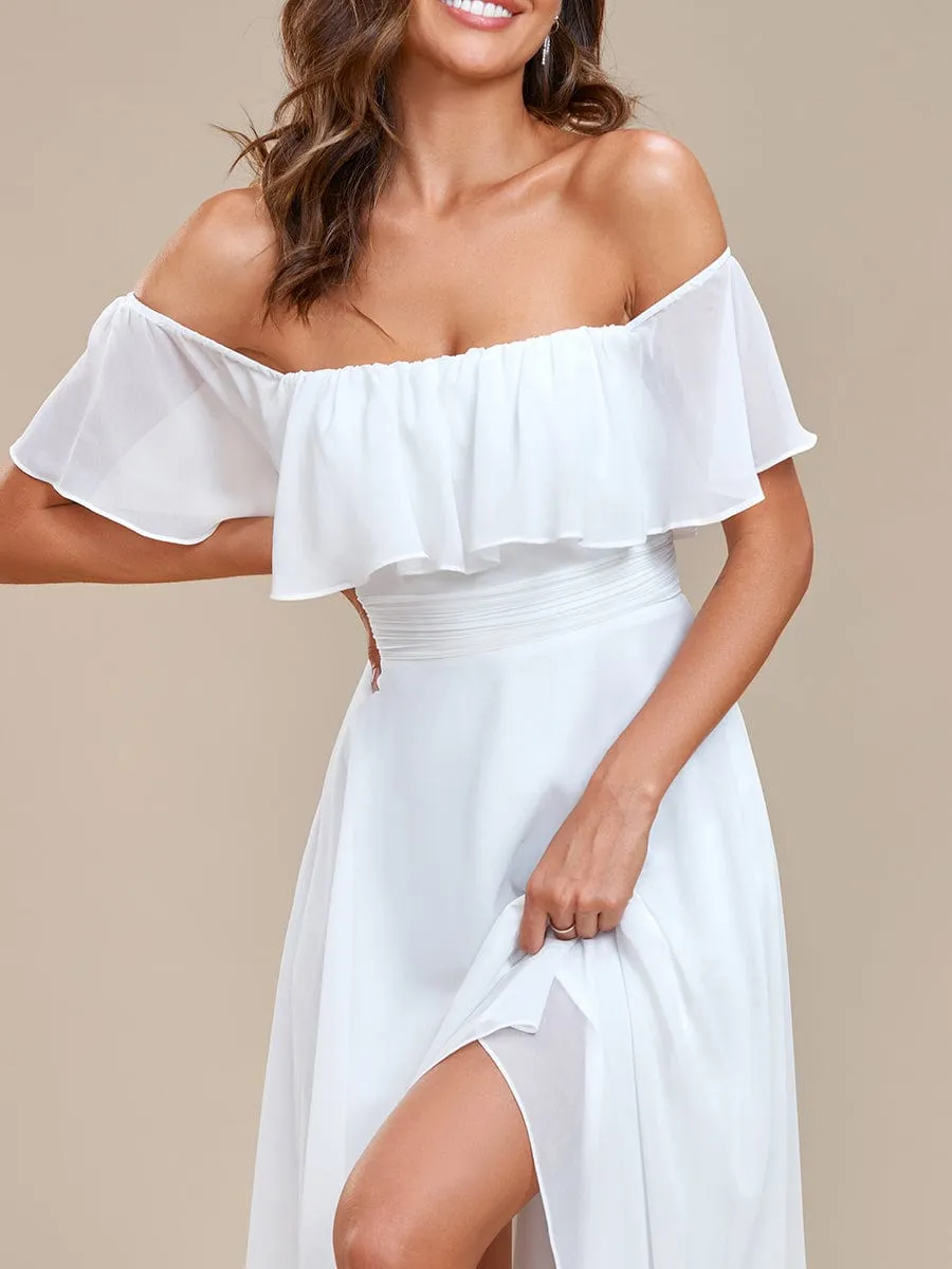 Elegant Chiffon High-Low Off The Shoulder Bridesmaid Dress