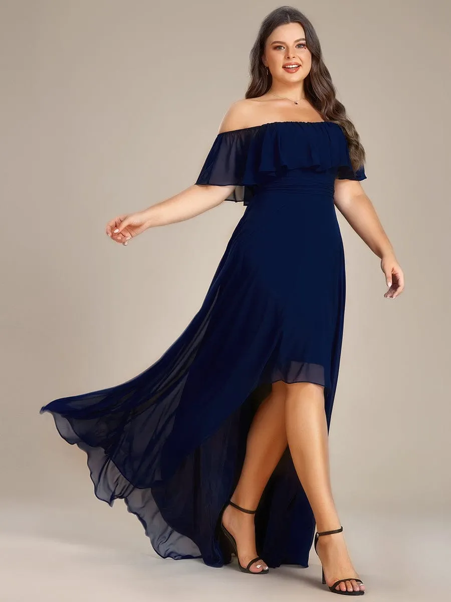 Elegant Chiffon High-Low Off The Shoulder Bridesmaid Dress