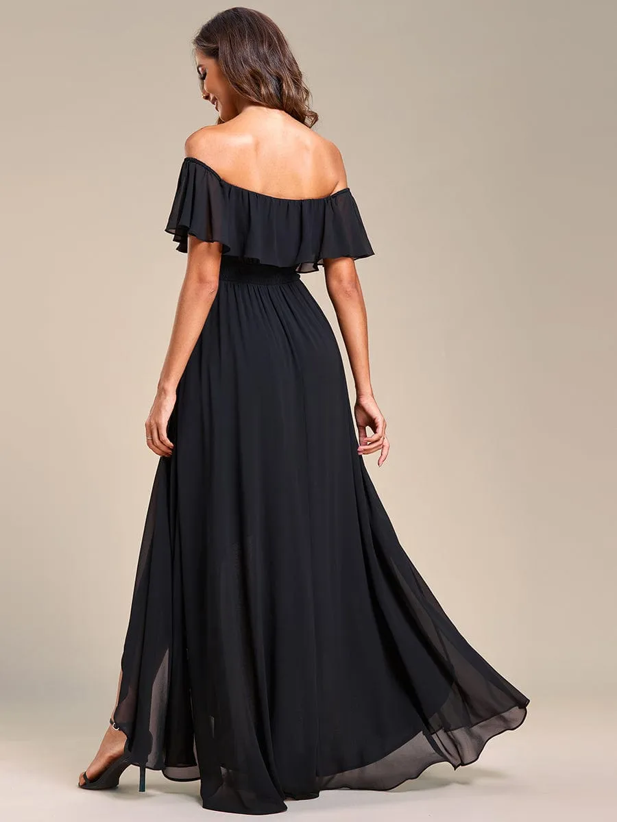 Elegant Chiffon High-Low Off The Shoulder Bridesmaid Dress