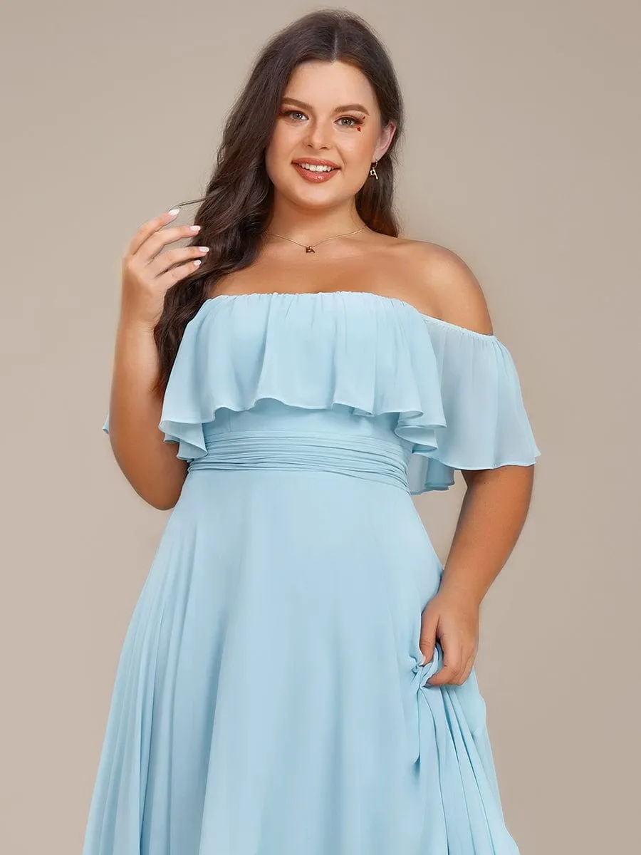 Elegant Chiffon High-Low Off The Shoulder Bridesmaid Dress