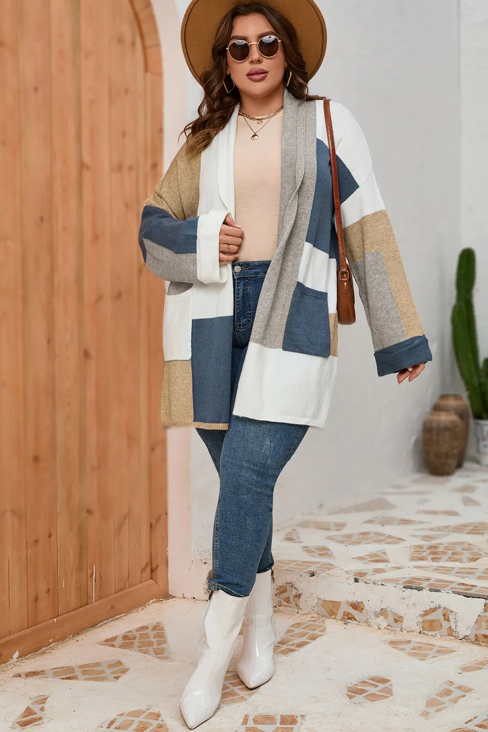 Elegant Color Block Cardigan ( S - 3X )