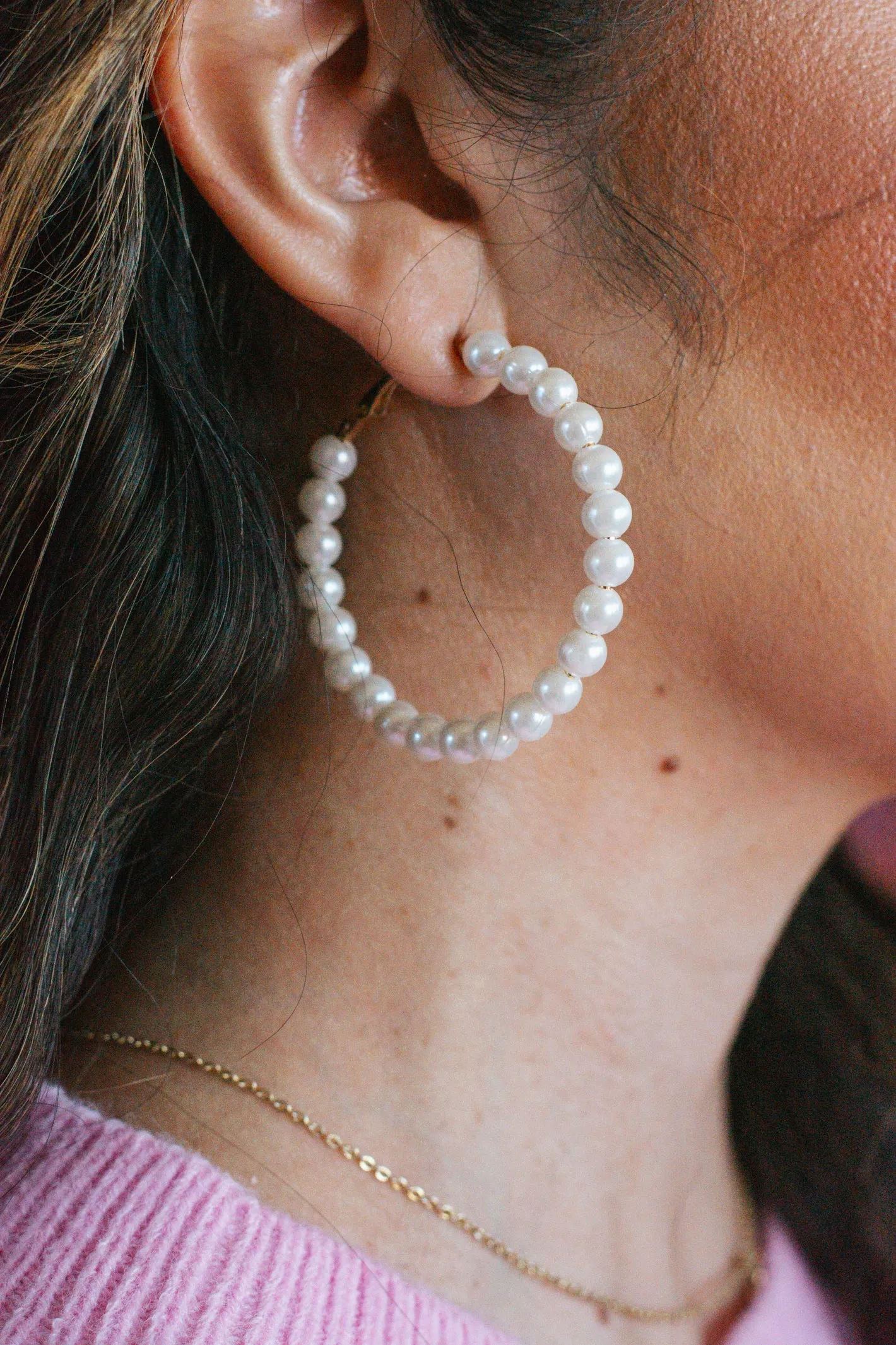 Elegant Desire Pearl Hoop Earring