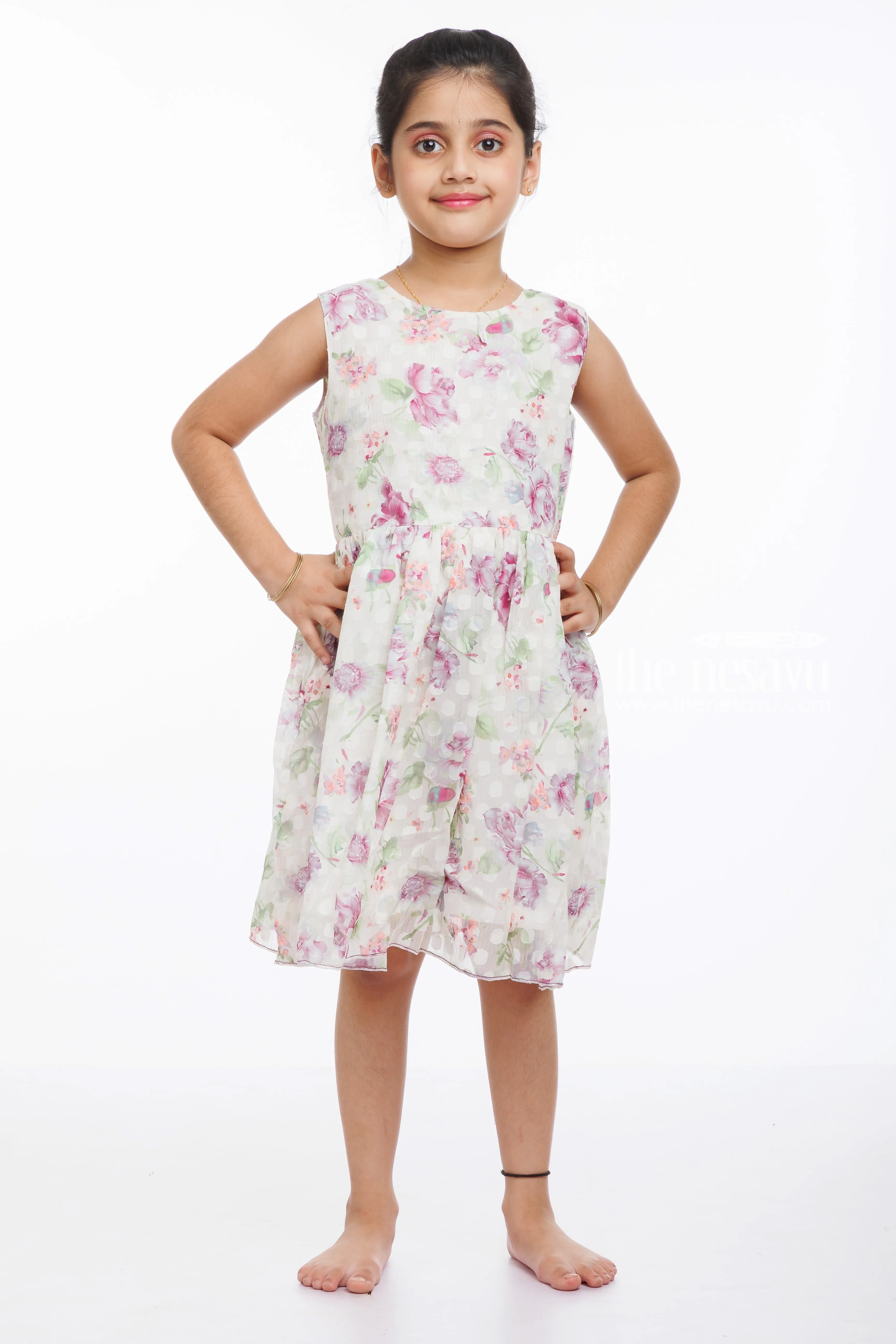 Elegant Floral Summer Cotton Dress for Girls