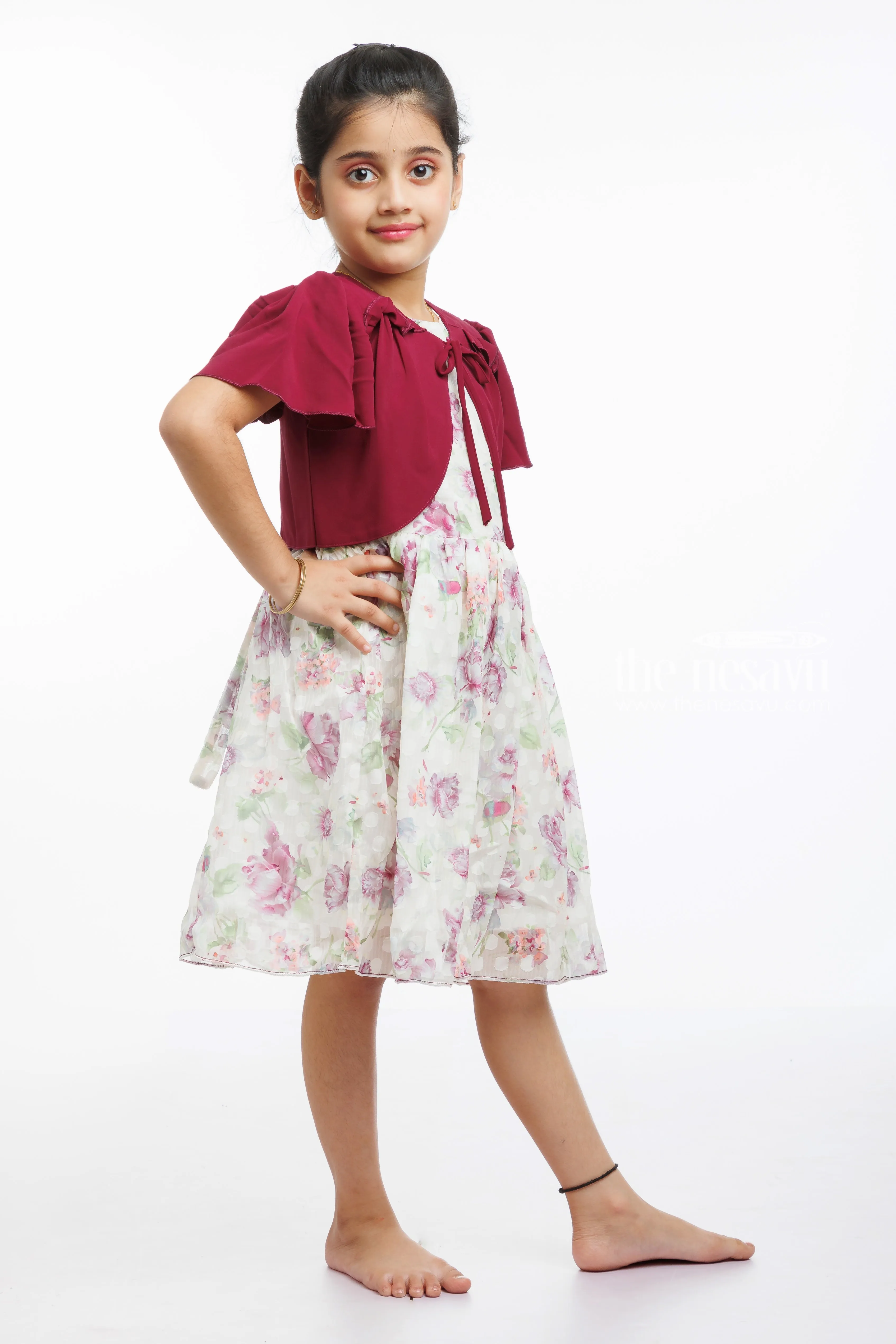 Elegant Floral Summer Cotton Dress for Girls