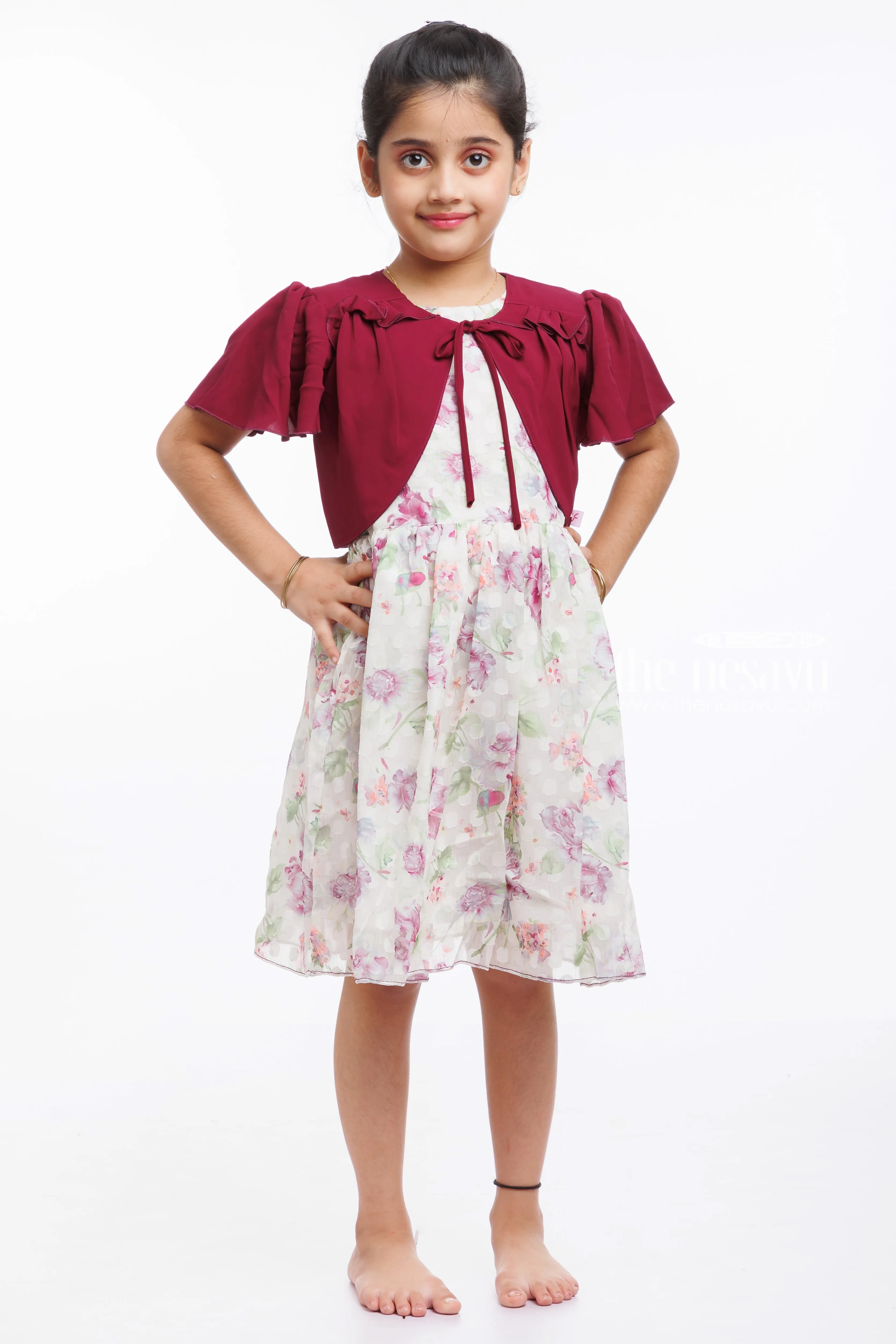 Elegant Floral Summer Cotton Dress for Girls