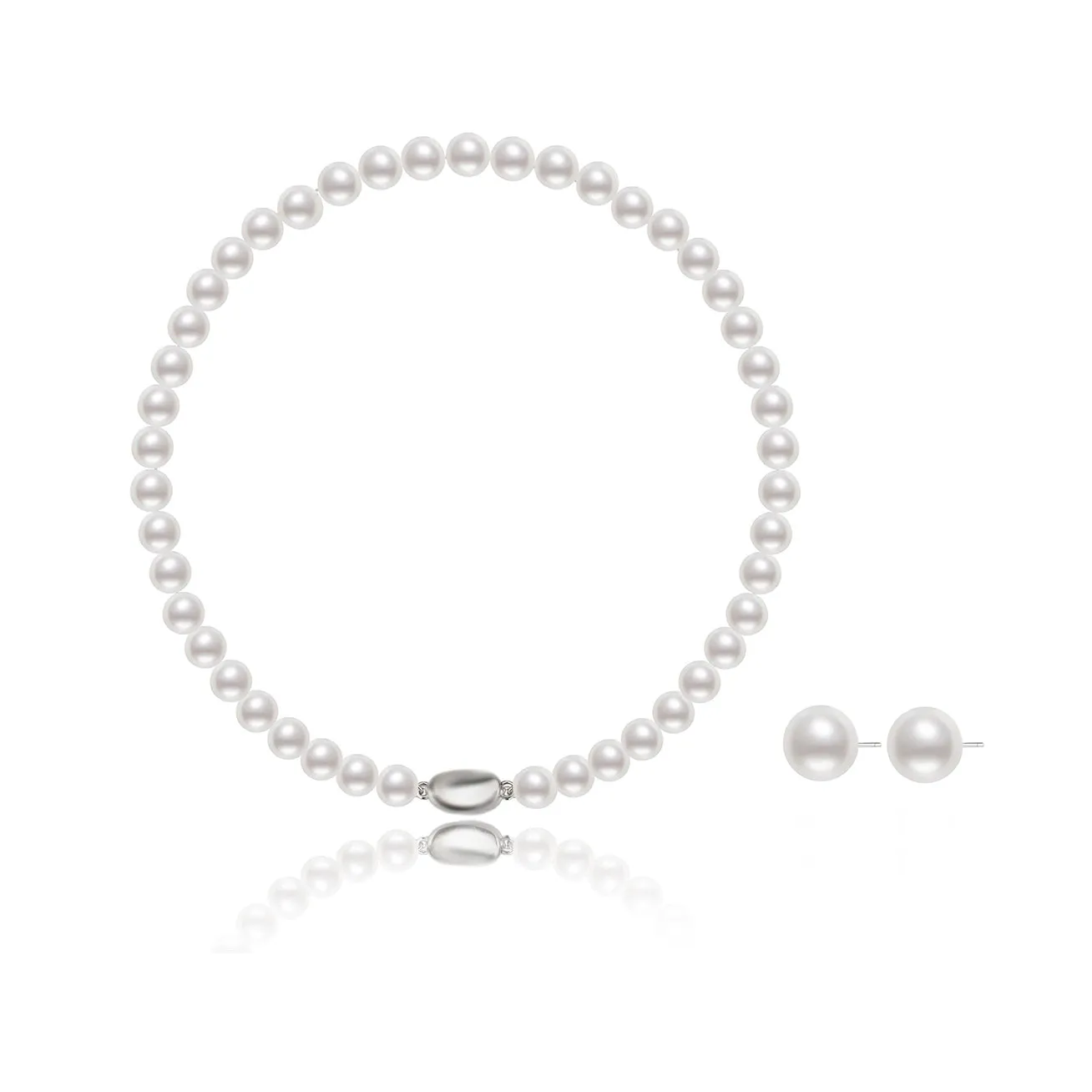 Elegant Freshwater Pearl Necklace   Earrings Set WS00091