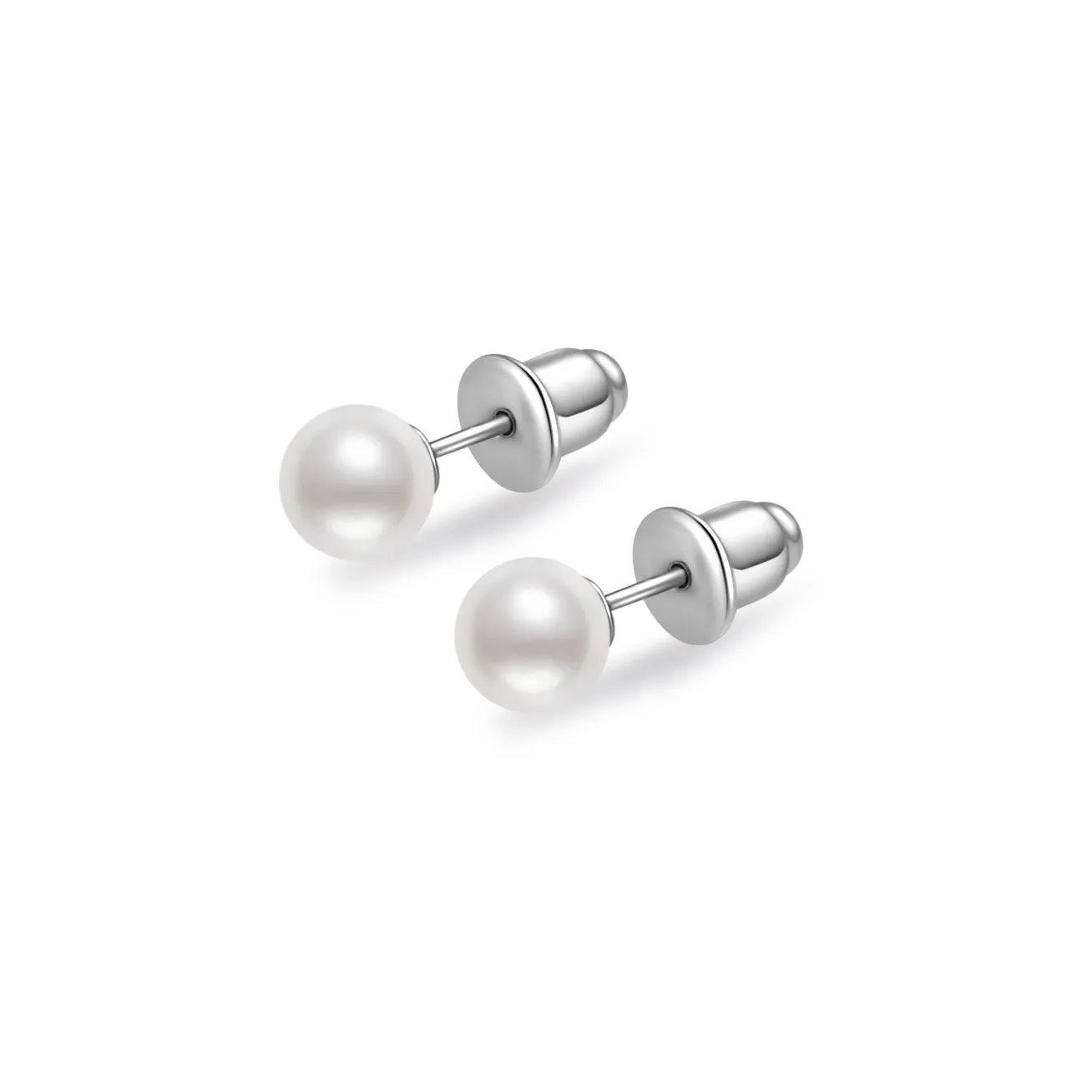 Elegant Freshwater White Round Pearl Stud Earrings WE00708