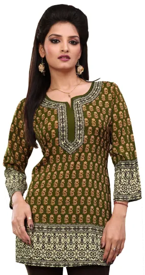 Elegant Green Printed Kurti – Trendy Ethnic Wear for Women