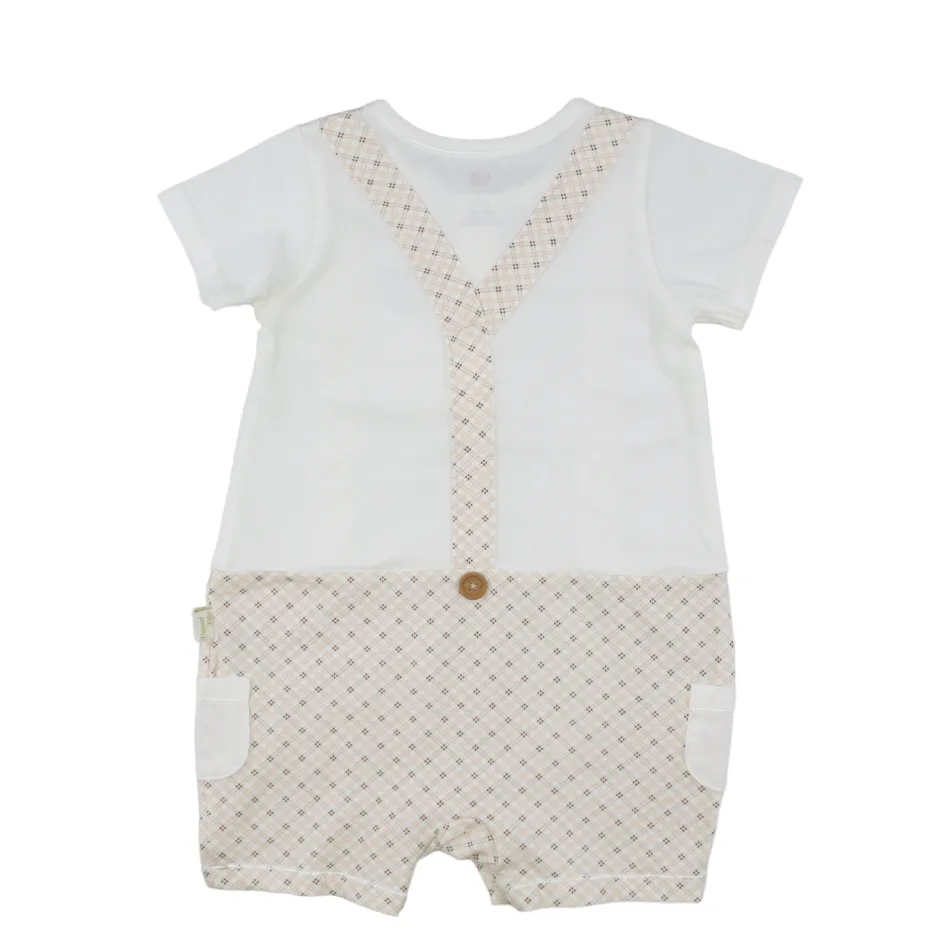 Elegant Kids Romper With Suspender Applique - Bear