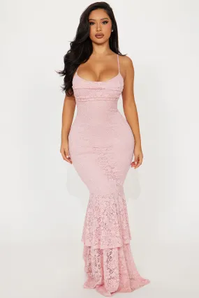 Elegant Lace Maxi Dress - Rose