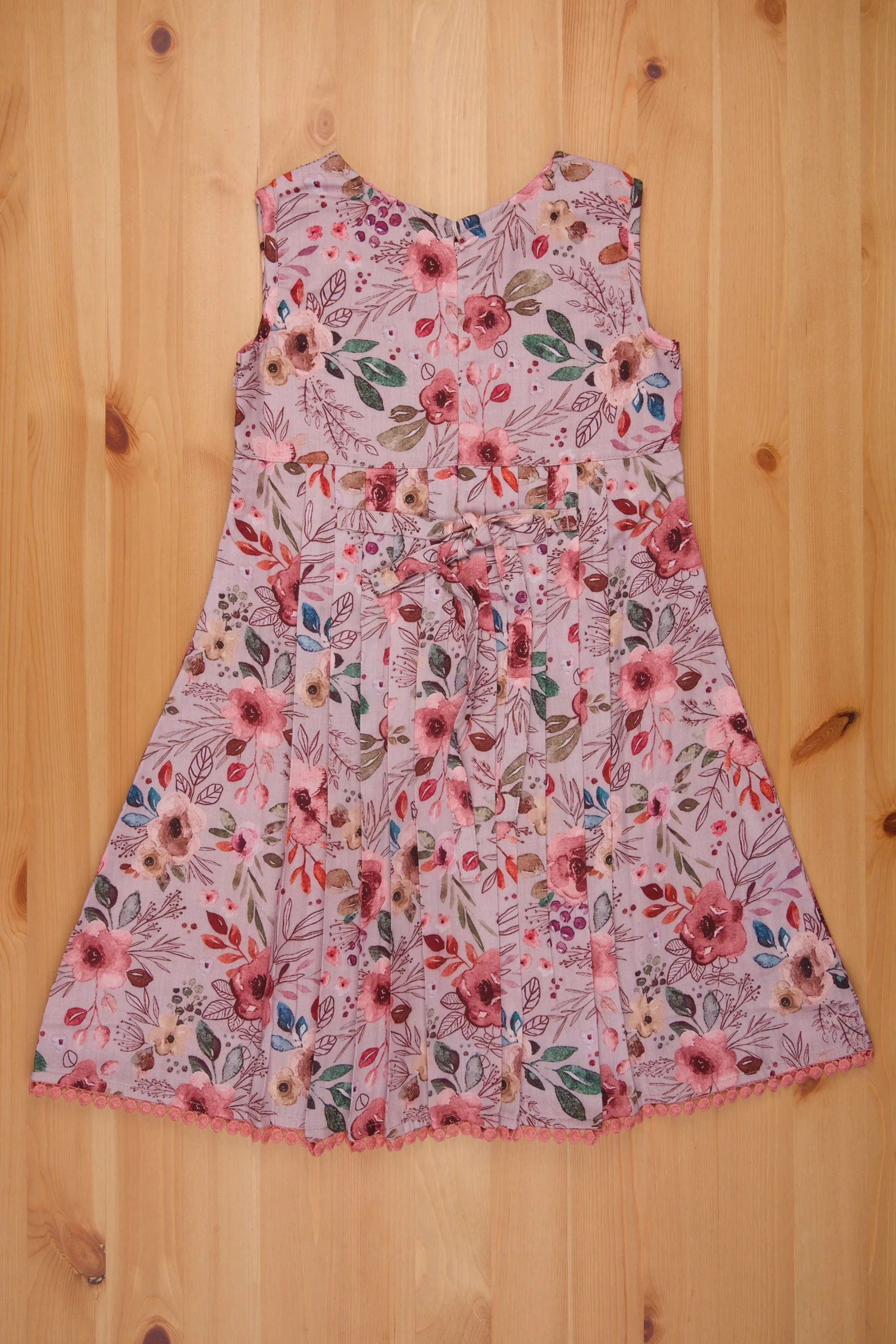 Elegant Salmon Floral Cotton Frock - Stylish Girls Attire