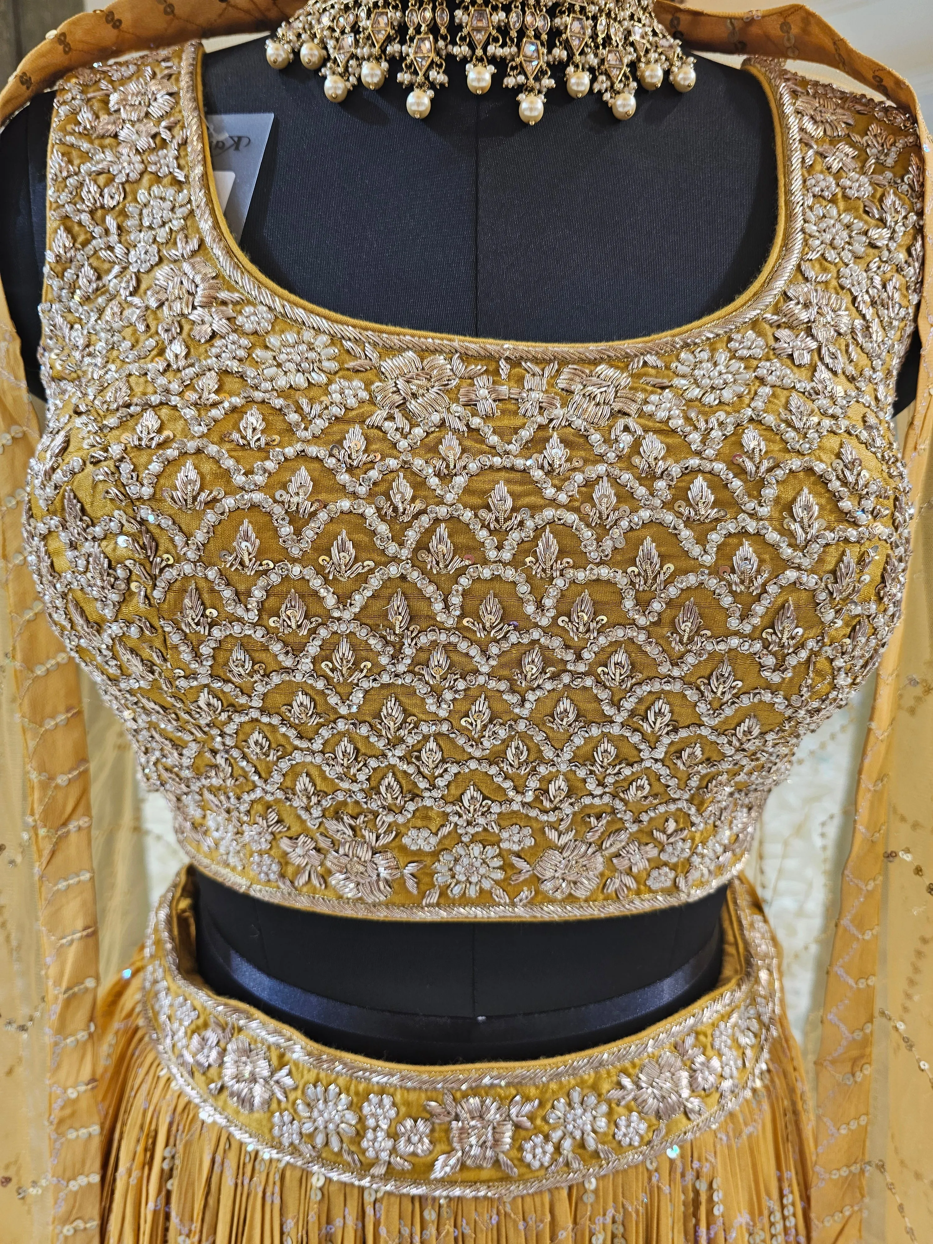 Elegant Yellow Lehenga Choli with Hand Embroidery